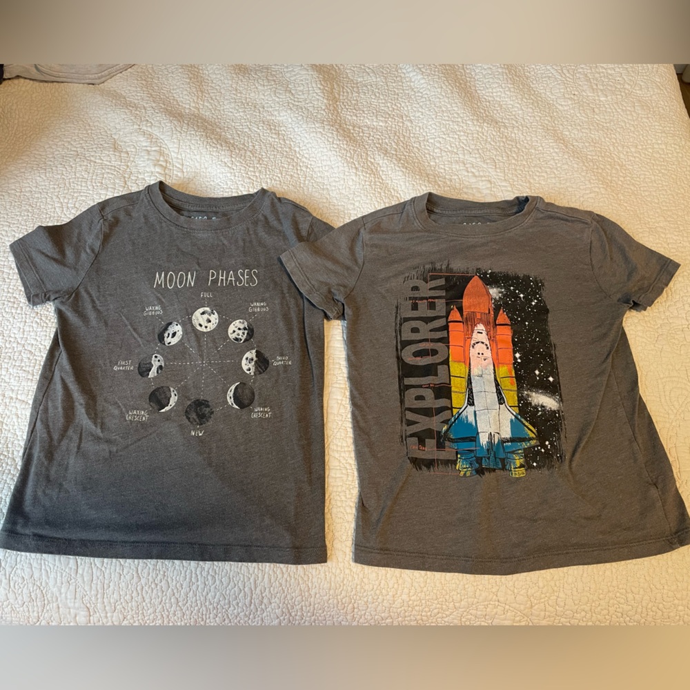 Cat & Jack Gray Moon and Rocket Tees